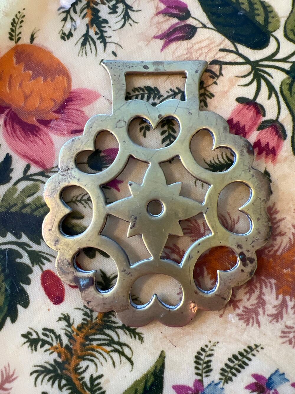Brass Medallion: Star & Cut out Heart Design